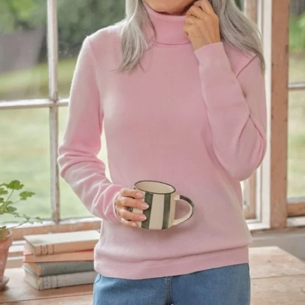 McDuff Finest Cashmere Yarns Pink Turtle Neck Sweater Size‎ XL